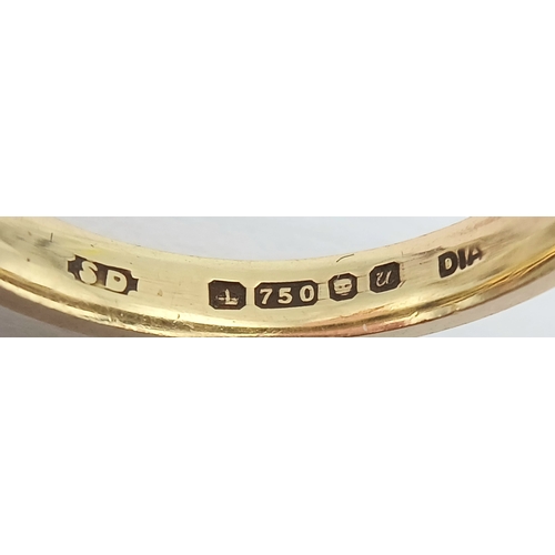 161 - Classic 18 CARAT GOLD, SAPPHIRE and DIAMOND, 7 STONE RING. Full UK hallmark. 3.35 Grams. Size L 1/2 ... 