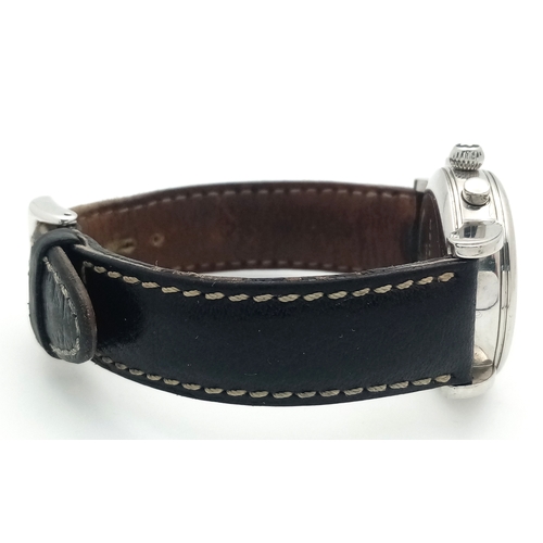 177 - A Montblanc Meisterstuck Quartz Watch. Black leather strap. Stainless steel case - 32mm. White dial ... 
