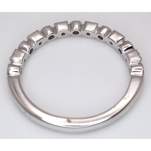 271 - A 9K WHITE GOLD, DIAMOND SET, BEADED EDGE, BAND RING. TOTAL WEIGHT 2.3G, SIZE L. SC 9025