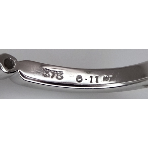 271 - A 9K WHITE GOLD, DIAMOND SET, BEADED EDGE, BAND RING. TOTAL WEIGHT 2.3G, SIZE L. SC 9025