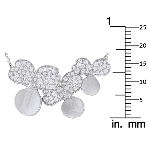 155 - A Tiffany & Co. Paper Flowers Platinum Diamond Pendant Necklace. Set in Platinum, the three-petal fl... 