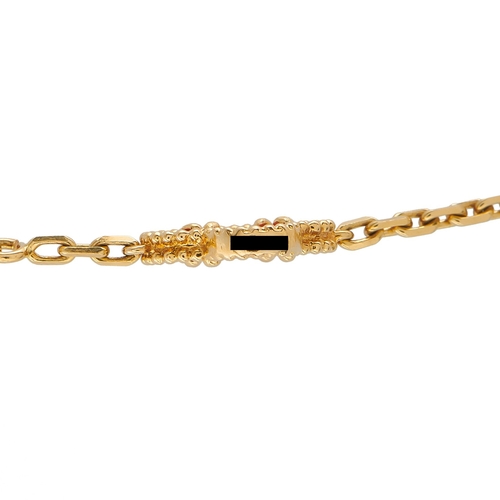 17 - A Van Cleef & Arpels Alhambra 18K Yellow Gold Carnelian 20-Motif Necklace. Crafted from 18K Yellow G... 