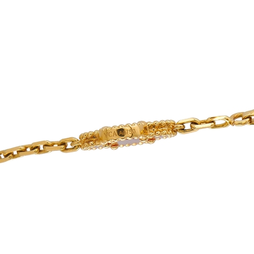 17 - A Van Cleef & Arpels Alhambra 18K Yellow Gold Carnelian 20-Motif Necklace. Crafted from 18K Yellow G... 