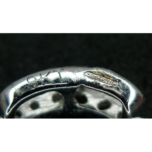 573 - A 9K WHITE GOLD, DIAMOND SET , OPEN HEART PENDANT. 1.2G. SC 1013