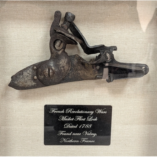 576 - Framed French Revolutionary Wars Musket Flint Lock Dated 1788 Found near Valmy, Northern France
