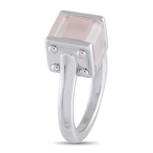 1713 - A Louis Vuitton 18K White Gold Rose Quartz Ring. Rectangular Rose Quartz is mounted at the center of... 