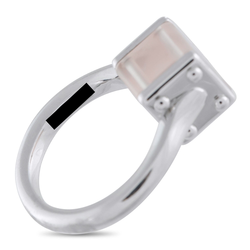 1713 - A Louis Vuitton 18K White Gold Rose Quartz Ring. Rectangular Rose Quartz is mounted at the center of... 