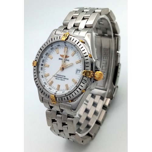 19 - A Breitling Windrider Wings Two-Tone Gents Watch. Model B10350. Stainless steel bracelet and case - ... 