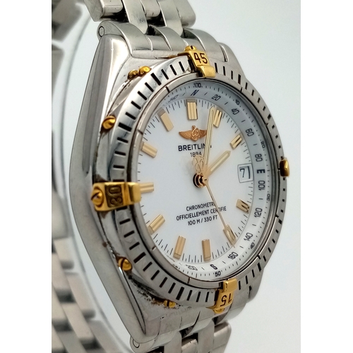 19 - A Breitling Windrider Wings Two-Tone Gents Watch. Model B10350. Stainless steel bracelet and case - ... 