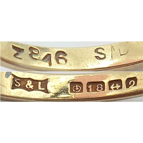 42 - Classic 18 CARAT GOLD CROSSOVER STYLE RING. CENTRE SAPPHIRE with DIAMOND POINT SIDES . 3.6 Grams. Si... 