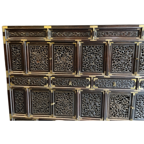 591 - A Rosewood Hue Imperial Cabinet, 135 x 130 x 50 cm. Returned from France. Traditional Hue cabinet cr... 