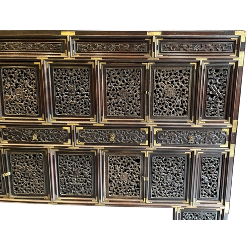 591 - A Rosewood Hue Imperial Cabinet, 135 x 130 x 50 cm. Returned from France. Traditional Hue cabinet cr... 