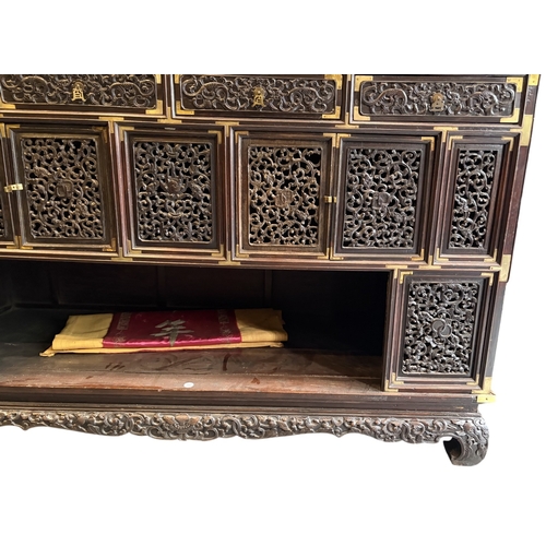 591 - A Rosewood Hue Imperial Cabinet, 135 x 130 x 50 cm. Returned from France. Traditional Hue cabinet cr... 
