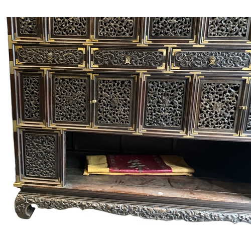 591 - A Rosewood Hue Imperial Cabinet, 135 x 130 x 50 cm. Returned from France. Traditional Hue cabinet cr... 