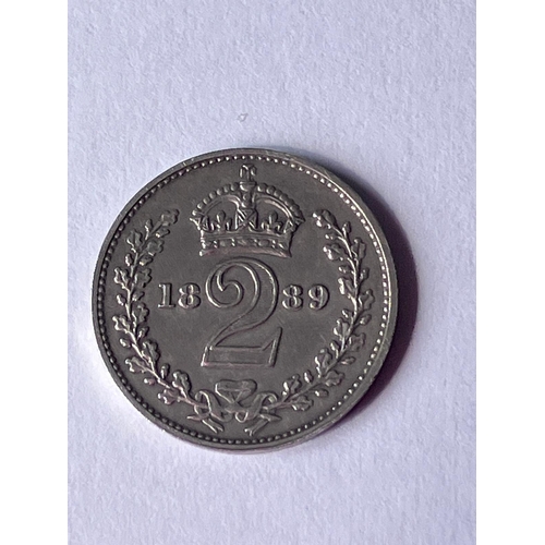 1257 - 1889 SILVER MAUNDY TWO PENCE COIN. Extra Fine Condition. Please see pictures.