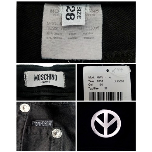 1200 - A Pair of Vintage Moschino Black Jeans. Straight leg. Size 28/UK size 6 - 8. With tags.