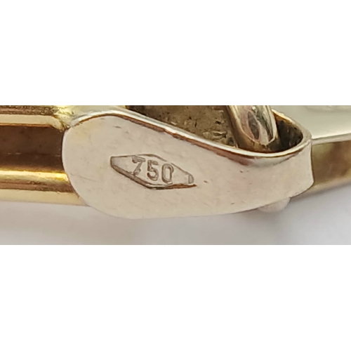 1212 - An 18K Yellow Gold Three Bar Link Curb Chain Bracelet with Lobster Clasp. Hallmarked 18K 750, Total ... 