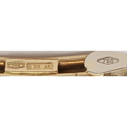 1212 - An 18K Yellow Gold Three Bar Link Curb Chain Bracelet with Lobster Clasp. Hallmarked 18K 750, Total ... 