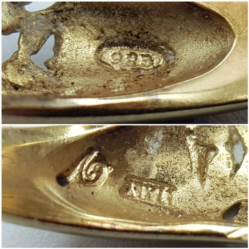 1202 - A Gilded 925 Silver Floral Openwork Ring. Size M, 4.16g weight. Some scratches to inner band, possib... 