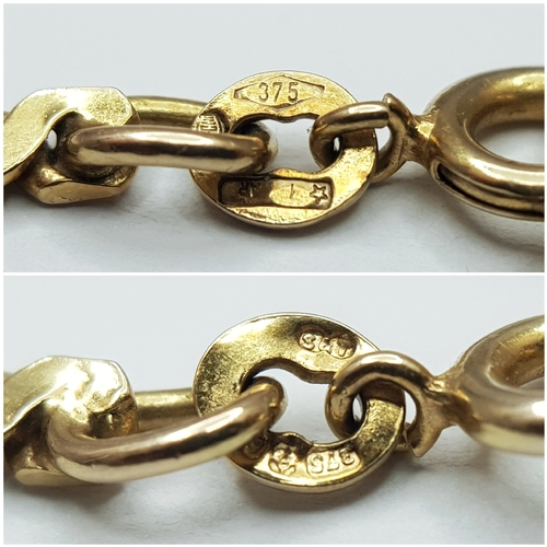 29 - A 9K Yellow Gold S-Link Chain Necklace. 38cm. 10.6g.
