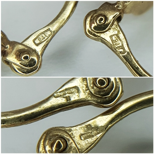 53 - A Pair of 9K Tri-Coloured Crossover Gold Hoop Earrings. 6.95g total weight. 3.5cm.