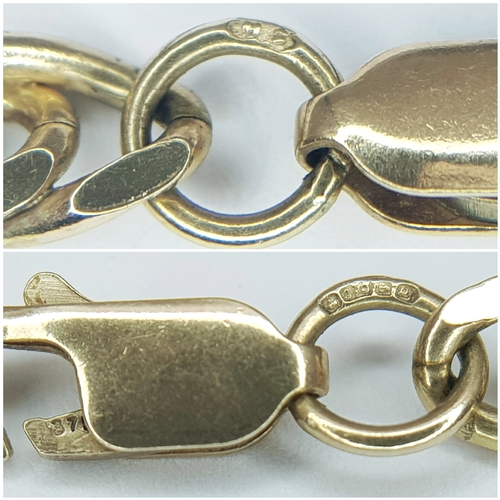 8 - A 9K Yellow Gold Curb Link Chain Necklace. 50cm. 37.3g