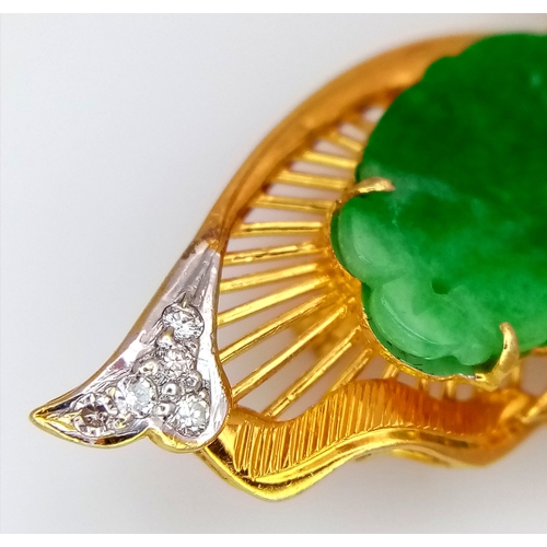 50 - The Butterfly Queen! An 18K Yellow Gold, jade, diamond and ruby butterfly that can be worn as a broo... 