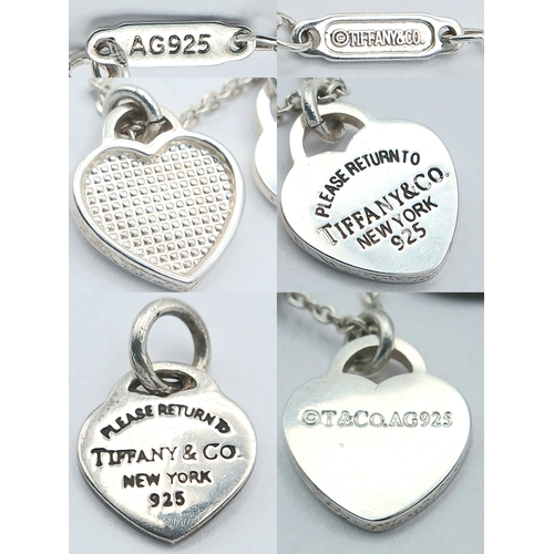 561 - A Tiffany & Co. 925 Silver Double Tag Pendant Necklace and An Additional Pendant/Charm. Approx 48cm ... 