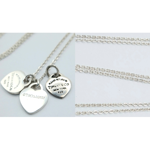 561 - A Tiffany & Co. 925 Silver Double Tag Pendant Necklace and An Additional Pendant/Charm. Approx 48cm ... 