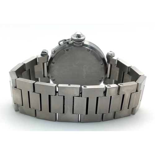 10 - A Pasha de Cartier Automatic Diamond Ladies Watch. Stainless steel bracelet and case - 36mm. Diamond... 