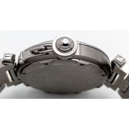 10 - A Pasha de Cartier Automatic Diamond Ladies Watch. Stainless steel bracelet and case - 36mm. Diamond... 