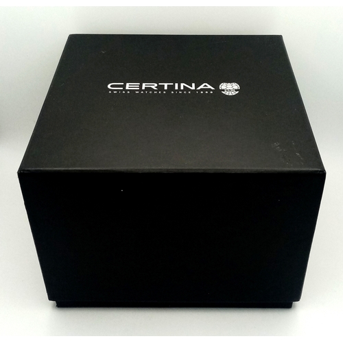 1259 - A Classy Mens Certina Reverse Panda Quartz Chronograph Date Watch. 40mm Case. Comes Boxed with Paper... 