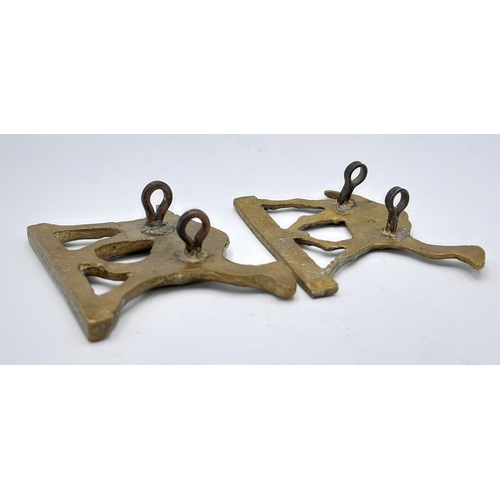 577 - Pair of WW1 Imperial Camel Corps Slouch Hat Badges. Middle Eastern Made Sand Cast Badges.