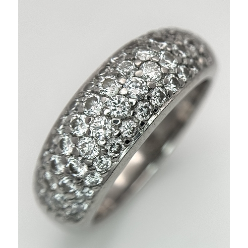 20 - AN 18K WHITE GOLD, DIAMOND SET RING. 1 STONE MISSING. 0.50CTW. 6.6G, SIZE L. TAN 2016