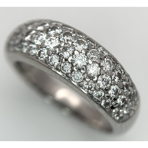 20 - AN 18K WHITE GOLD, DIAMOND SET RING. 1 STONE MISSING. 0.50CTW. 6.6G, SIZE L. TAN 2016