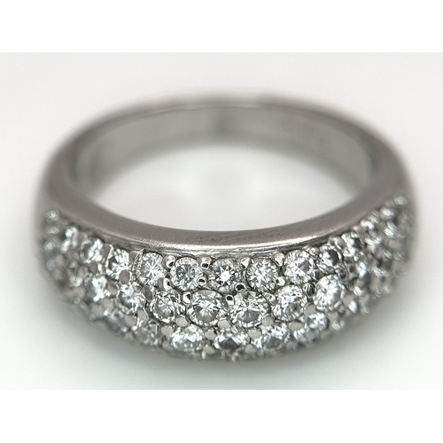 20 - AN 18K WHITE GOLD, DIAMOND SET RING. 1 STONE MISSING. 0.50CTW. 6.6G, SIZE L. TAN 2016