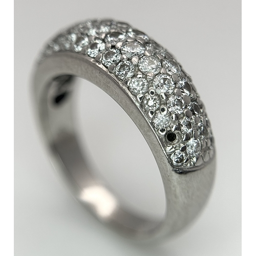 20 - AN 18K WHITE GOLD, DIAMOND SET RING. 1 STONE MISSING. 0.50CTW. 6.6G, SIZE L. TAN 2016