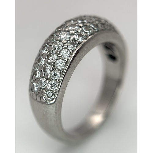 20 - AN 18K WHITE GOLD, DIAMOND SET RING. 1 STONE MISSING. 0.50CTW. 6.6G, SIZE L. TAN 2016