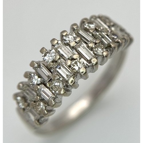 27 - AN 18K WHITE GOLD, MIXED CUT, DIAMOND SET RING. 0.25CTW. 4.9G, SIZE M. JB 2007