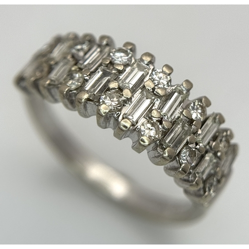 27 - AN 18K WHITE GOLD, MIXED CUT, DIAMOND SET RING. 0.25CTW. 4.9G, SIZE M. JB 2007