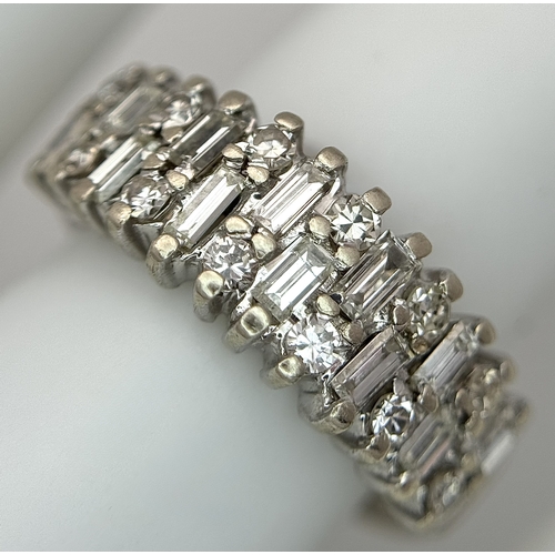 27 - AN 18K WHITE GOLD, MIXED CUT, DIAMOND SET RING. 0.25CTW. 4.9G, SIZE M. JB 2007