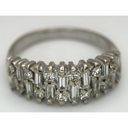 27 - AN 18K WHITE GOLD, MIXED CUT, DIAMOND SET RING. 0.25CTW. 4.9G, SIZE M. JB 2007