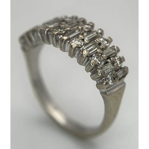 27 - AN 18K WHITE GOLD, MIXED CUT, DIAMOND SET RING. 0.25CTW. 4.9G, SIZE M. JB 2007