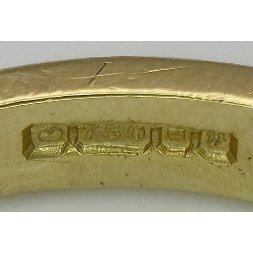 41 - AN 18K YELLOW GOLD, DIAMOND AND SAPPHIRE SET, CHANNEL SET, HALF ETERNITY RING. 3.1G, SIZE N. TAN 200... 