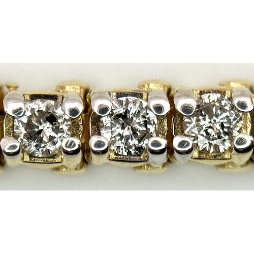 55 - A 14K YELLOW GOLD, DIAMOND SET, TENNIS / LINE BRACELET. APPROX 3CTW. 13G. SC 2061