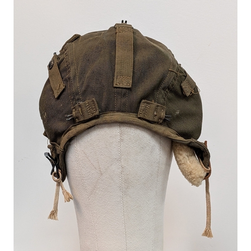 556 - WW2 USAAF A9 Tropical Flying Helmet Size Large. With original sheep’s wool on the ear pockets and ch... 