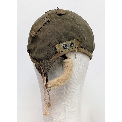 556 - WW2 USAAF A9 Tropical Flying Helmet Size Large. With original sheep’s wool on the ear pockets and ch... 