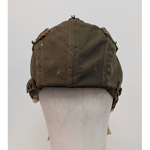 556 - WW2 USAAF A9 Tropical Flying Helmet Size Large. With original sheep’s wool on the ear pockets and ch... 