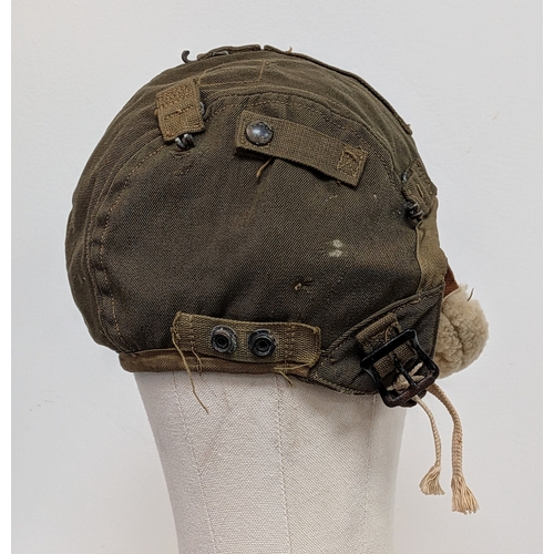 556 - WW2 USAAF A9 Tropical Flying Helmet Size Large. With original sheep’s wool on the ear pockets and ch... 