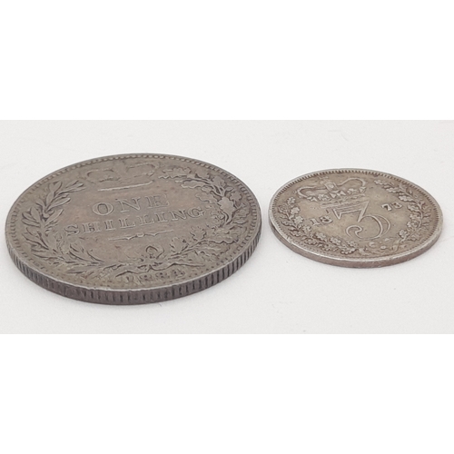 1203 - Two Antique Silver Queen Victoria Young Head Coins Comprising: 1) An Extremely Fine Condition 1884 O... 